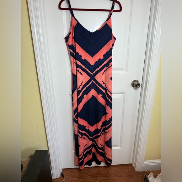 INC Navy and Coral Maxi Dress, size XL, beautiful!!! - Picture 1 of 5
